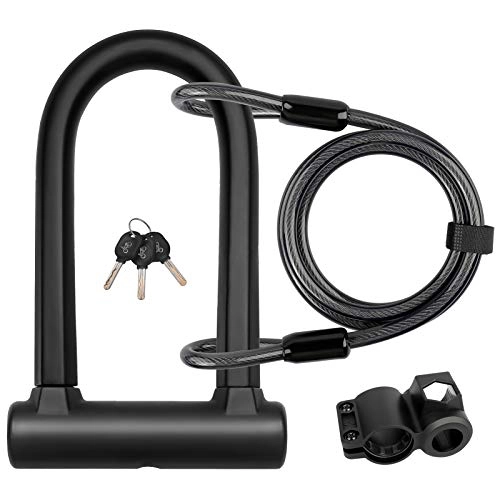 Bike Lock : UBULLOX Bike U Lock Heavy Duty Bike Lock Bicycle U Lock, 16mm Shackle and 6ft Length Security Cable with Sturdy Mounting Bracket for Bicycle, Motorcycle and More