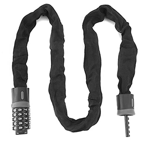 Bike Lock : UFFD Bike Lock, 5-Digit Resettable Combination Bicycle Chain Lock, Bicycle Steel Locks, Bike Chain Guard, Password Locks for Bike, with a High Security Level (Color : Black, Size : 0.9mx6mm)