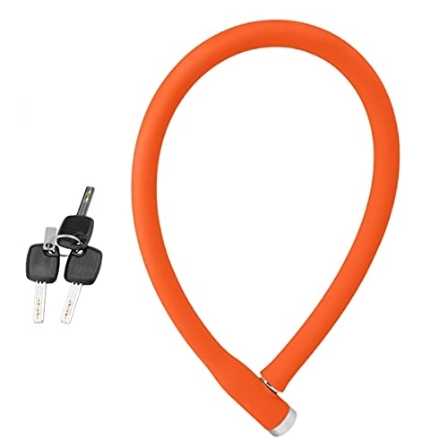 Bike Lock : UFFD Bike Lock, Bicycle Lock, Bicycle Anti-Theft Lock Cycling Accessories for Outdoor Riding, Cycling Security Cable Key for Bike Bicycle, Cable Locks with Keys (Color : Orange, Size : 760mm-12mm)