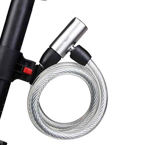 Bike Lock : UFFD Bike Lock, Bike Locks Cable Lock Coiled Secure Keys Bike Cable Lock with Mounting Bracket (Color : White)