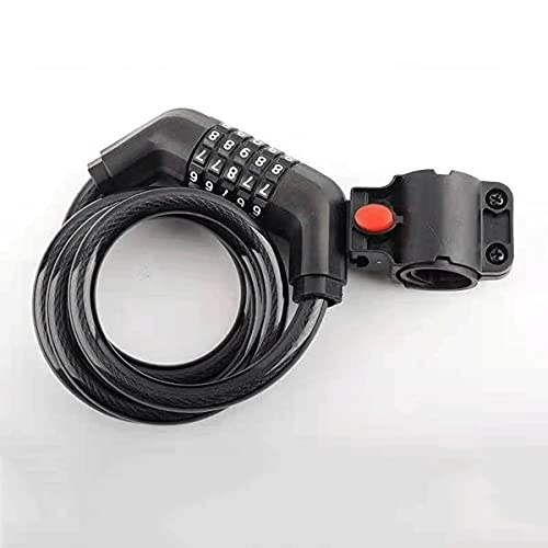 Bike Lock : UFFD Bike Lock Cable, High Security 5 Digit Resettable Combination Coiling Bike Cable Lock, Bicycle Cable Lock For Bicycle Outdoors, 1.15mx12mm (Color : Black)
