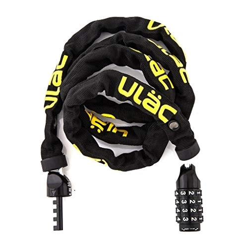 Bike Lock : ULAC 52ND Street Neo Chain Lock Combo, Resettable 4-Digit Combination Anti-Theft Bicycle Lock (Black)