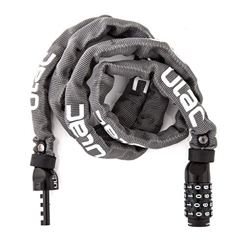 Bike Lock : ULAC 52ND Street Neo Chain Lock Combo, Resettable 4-Digit Combination Anti-Theft Bicycle Lock (Grey)