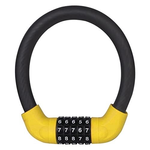 Bike Lock : Universal 5-Digit Code MTB Bike Security Combination Locks Motorcycle Scooter Anti-Theft Steel Wire Lock Cycling Accessories (Color : Yellow 17.2X400mm)