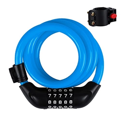 Bike Lock : Universal 5-Digit Code Portable MTB Bike Security Combination Locks Padlock Motorcycle Scooter Anti-Theft Steel Cable Lock Cycling Accessories, Blue