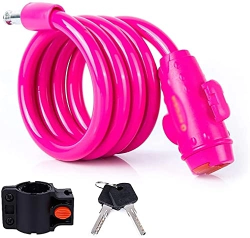 Bike Lock : UPMSK Bicycle Lock, Anti-Theft Lock Mountain Bike Lock Chain Lock, 1.2 Meters, with Lock Frame, Cycling Bicycle Accessories Cycling Equipment(Color:Pink)