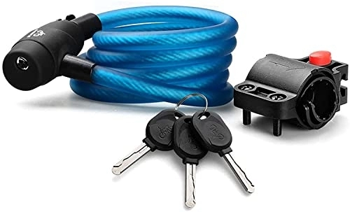 Bike Lock : UPPVTE 1.8M Bicycle Cable Lock, Anti-Theft Lock with 3 Keys ​Ideal for Bike, Electric Bike, Skateboards Bike Cable Lock Cycling Locks (Color : Blue, Size : 1.8m)
