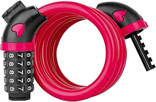 Bike Lock : UPPVTE 120cm Self-Rolling Bicycle Lock, PVC Portable Anti-Theft Mountain Bike Fixed Steel Cable Lock alloy Steel Lock Combination Lock Cycling Locks (Color : Red, Size : 120cm)