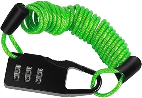 Bike Lock : UPPVTE 3 Digit Password Cable Locks, Anti-Theft Bike Locks for Helmet Saddle Motorcycle Scooter Cycling Bicycle Accessories Cycling Locks (Color : B Green, Size : 1.5m)