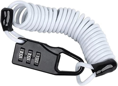 Bike Lock : UPPVTE 3 Digit Password Cable Locks, Anti-Theft Bike Locks for Helmet Saddle Motorcycle Scooter Cycling Bicycle Accessories Cycling Locks (Color : B White, Size : 1.5m)