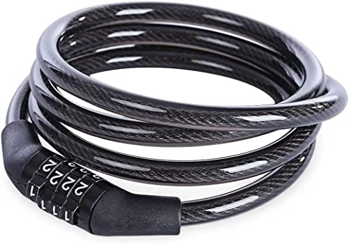 Bike Lock : UPPVTE Anti-Theft Bicycle Lock, with 4 Digital Code Stainless Steel Cable for Motorcycle Cycle MTB Bike Security Lock Cycling Locks (Color : Black, Size : 100x0.8cm)