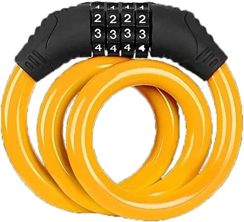 Bike Lock : UPPVTE Bicycle 4-Digit Password Lock, Mountain Bike Lock Bicycle Equipment Electric Motorcycle Anti-Theft Lock Cycling Outdoor Gear Cycling Locks (Color : Orange, Size : 65cm)