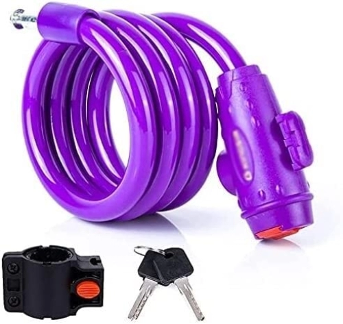 Bike Lock : UPPVTE Bicycle Chain Lock, Anti-Theft Lock Mountain Bike Lock 1.2 Meters with Lock Frame Bicycle Accessories Cycling Equipment Cycling Locks (Color : Purple, Size : 1.2m)