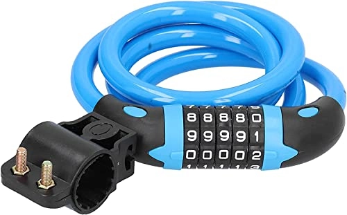 Bike Lock : UPPVTE Bicycle Lock, 5-Digit Code Combination Lock Bicycle Password Lock Bicycle Security Theft Ring Lock Hardened Steel Chain Links Cycling Locks (Color : Blau, Size : 120cm)