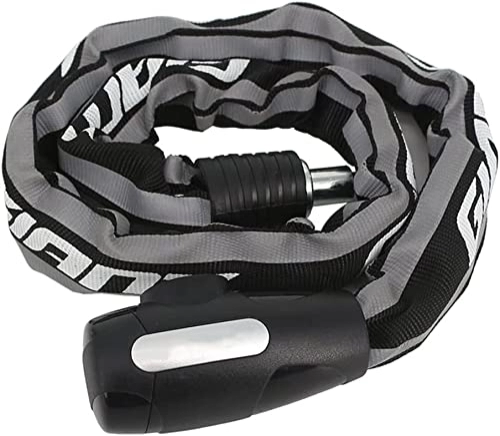 Bike Lock : UPPVTE Bicycle Lock, 90cm Reflective Strip Cloth Cover Anti-Shear Anti-Theft Mountain Bike Motorcycle 6mm Alloy Steel Chain Lock with 2 Keys Cycling Locks (Color : Black, Size : 90cm)