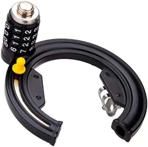Bike Lock : UPPVTE Bicycle Lock, Anti-Theft Lock 4-Digit Combination Lock Mountain Bike Fixed Anti-Shear Ring Lock Shared Bicycle Password Lock Cycling Locks (Color : Black, Size : 13 * 13cm)