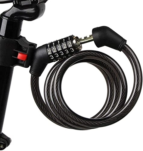 Bike Lock : UPPVTE Bicycle Lock, Anti-Theft Password Bicycle Locks Cable Mini Zinc Alloy Cable Lock Mountain Bike Lock Motorcycle Electric Bicycle Lock Cycling Locks (Color : Black, Size : 120mm)