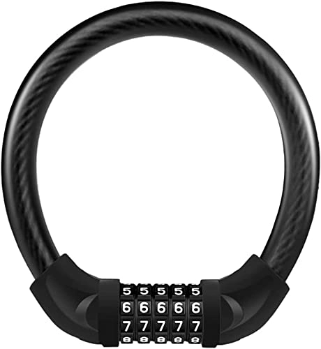 Bike Lock : UPPVTE Bicycle Lock, Bold 18mm Portable 5-Digit Combination Steel Cable Ring Anti-Theft Alloy Lock for Heavy Motorcycles, Mountain Bike Cycling Locks (Color : Black, Size : 21.5 * 19.5cm)