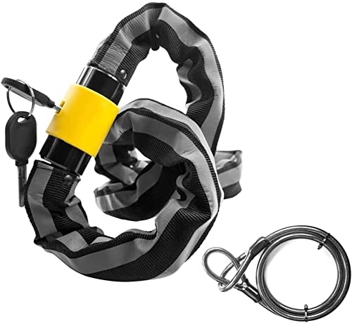 Bike Lock : UPPVTE Bicycle Lock Chain Lock, Motorcycle Electric Bike Anti-Theft Anti-Hydraulic Shear Bicycle Lock Reflective Cloth Cover Chain Lock Cycling Locks (Color : Black, Size : 95CM)