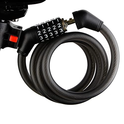 Bike Lock : UPPVTE Bicycle Lock, Portable Fixed 5-Digit Combination Code Lock Anti-Theft Alloy Lock Cylinder for Heavy Motorcycles, Mountain Bikes Cycling Locks (Color : Black, Size : 120cm)
