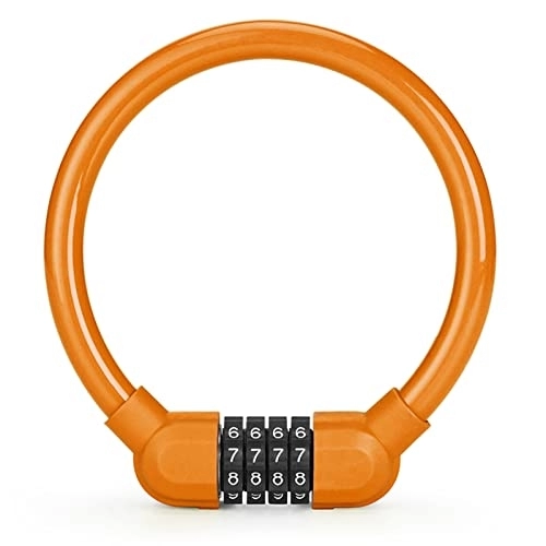 Bike Lock : UPPVTE Bicycle Lock, Reset 4-Digit Combination Digital Password Steel Cable Ring Lock Anti-Theft Heavy Motorcycle Outdoor Riding Accessories Cycling Locks (Color : Orange)