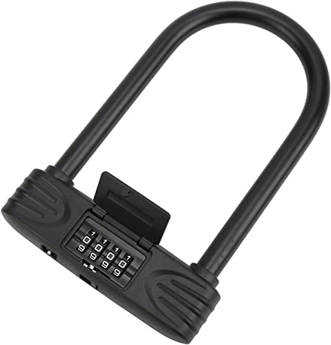 Bike Lock : UPPVTE Bicycle Lock with Numbers, U Lock Alloy Steel 4 Digit Combination Lock Anti Theft Password Lock for Bicycle Scooter Motorcycle Cycling Locks (Color : Black, Size : 145 * 198cm)