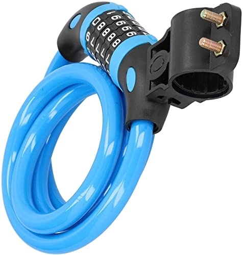 Bike Lock : UPPVTE Bicycle Locks, Cable Lock Password Lock 5 Digit Code Resettable Combination Lock Security Antitheft Ring Lock Bicycle Motorcycle Cycling Locks (Color : Blue, Size : 1.2m)