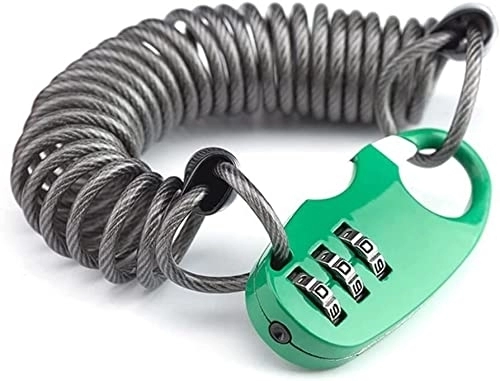 Bike Lock : UPPVTE Bicycle MTB Lock, 90cm Bike Lock Helmet Lock Password Lock 45G Ultralight Flexible Bicycle Accessories Cycling Locks (Color : Green, Size : 90cm)