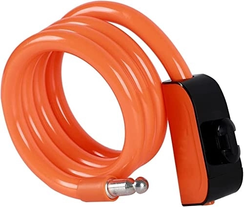 Bike Lock : UPPVTE Bicycle Steel Cable Key Lock, Portable Mountain Bike 110cm PVC Wrapped Self-Winding Anti-Theft Motorcycle Lock 11mm Steel Cable Cycling Locks (Color : Orange)