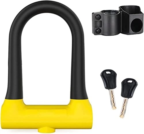 Bike Lock : UPPVTE Bicycle U-Shaped Lock, Anti-Theft Safety Motorcycle Scooter Cycling Lock MTB Road Bike Wheel Lock 2 Keys Bicycle Accessories Cycling Locks (Color : Black, Size : 15.5 * 15cm)