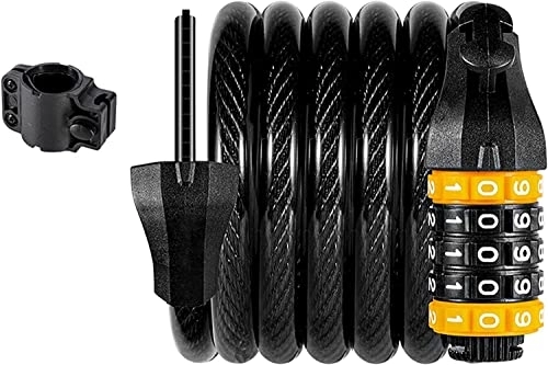 Bike Lock : UPPVTE Bike Cable Lock, 4 Digit Anti Theft Lock Adjustable Portable Waterproof Lock for Motorcycle, Bicycle, Door, Gate, Fence, Grill Cycling Locks (Color : Black, Size : 1.2M)