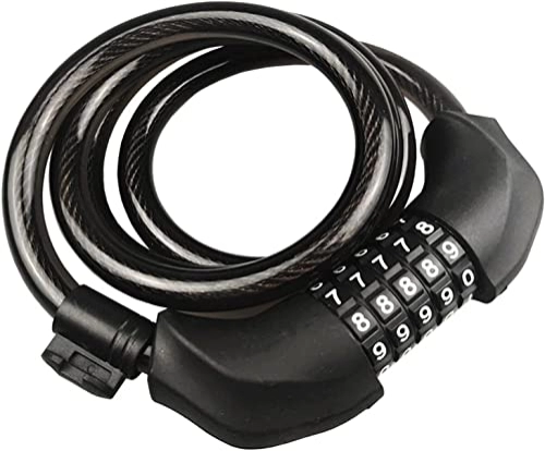 Bike Lock : UPPVTE Bike Cable Lock, Heavy Duty Cable Anti Theft Metal 5-Digits Code Combination Chain Lock for Motorcycle, Bicycle, Fence, Grill Cycling Locks (Color : Black, Size : 120cm)