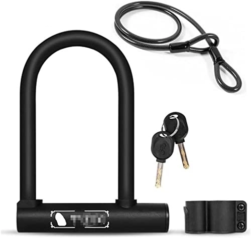 Bike Lock : UPPVTE Bike Lock, Bicycle U-Shaped Locks Cable Heavy Duty Cycle Security MTB Road U-Lock Steel Cable Combination Set Bicycle Accessories Cycling Locks (Color : Black, Size : 18 * 13cm)