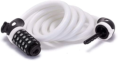 Bike Lock : UPPVTE Bike Lock Cable, Combination 5 Digit with Mount Holder 1.2M / 4Ft Security Bike Chain Lock for Bicycle, Mountain Bike, Scooter Cycling Locks (Color : White, Size : 12 * 1200mm)