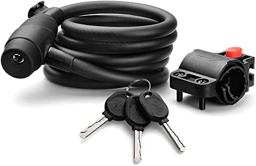 Bike Lock : UPPVTE C-Level Anti-Theft Lock, Cylinder with Bold Steel Cable Bicycle Lock with Lock Frame 3 Keys Extended Chain Motorcycle Mountain Bike Cycling Locks (Color : Black, Size : 180CM)