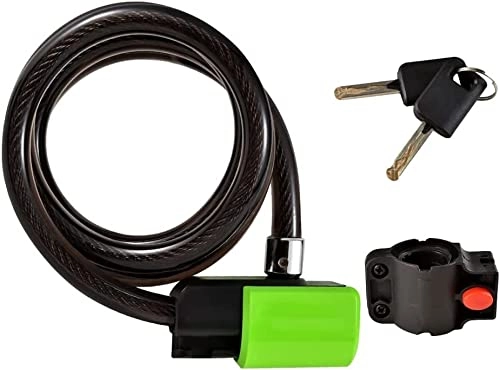 Bike Lock : UPPVTE Cable Lock Bicycle Lock, with 2 Keys C-Level Lock Core Portable Self-Winding Mountain Bike Car Lock Environmentally Friendly PVC Cycling Locks (Color : Green, Size : 120cm / 47.2in)