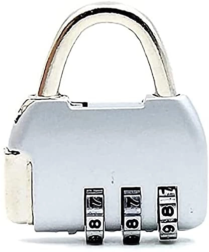 Bike Lock : UPPVTE Cycling Lock, high security Bicycle Lock Weatherproof Safety Padlock Outdoor Heavy Duty 3-Digit Password Lock Travel Padlock Cycling Locks (Color : Silver, Size : 42 * 35mm)