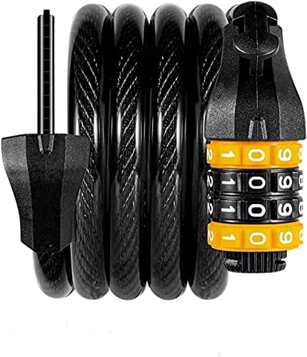 Bike Lock : UPPVTE Digital Password Bicycle Lock, 4 / 5 Digit Combination Self-Rolling Portable Anti-Theft Mountain Motorcycle Chain Lock Outdoor Riding Cycling Locks (Color : Black, Size : 4-bit lock / 120cm)