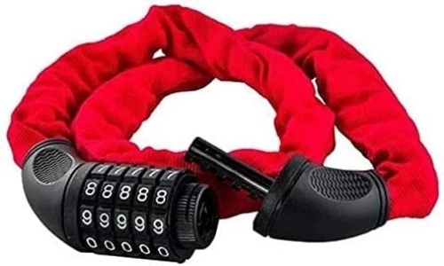 Bike Lock : UPPVTE Mountain Bike Anti-Theft Chain, Bicycle Lock Combination Lock, Suitable for Bicycles, Motorcycles and Electric Vehicles Cycling Locks (Color : Red, Size : 90cm)