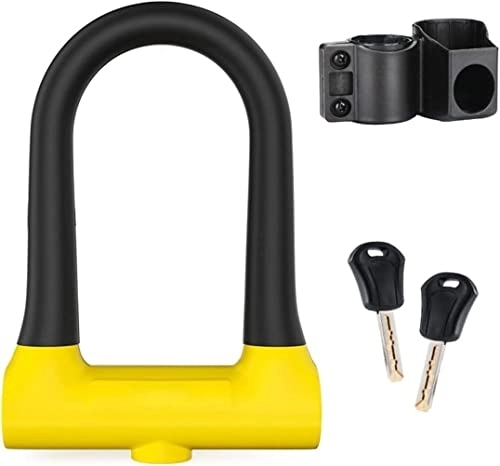 Bike Lock : UPPVTE Mountain Bike Anti-Theft Lock, U-Shaped Lock MTB Electric Bicycle Wear-Resistant Safety Locks Cycling Riding Accessories Cycling Locks (Color : Black yellow, Size : 13 * 12cm)