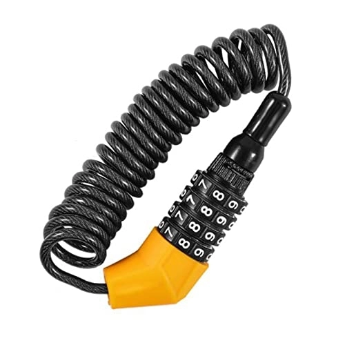 Bike Lock : UPPVTE MTB Road Bike Cable Lock, Mini Lock Anti-Theft 4 Digit Password Bicycle Locks for Scooter Motorcycle Portable Cycling Locks (Color : Yellow, Size : 1.5cm)
