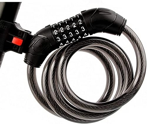 Bike Lock : UPPVTE Portable Anti-Theft Bicycle Lock, 5-digit Resettable Combination Digital Code Cable Lock Heavy-Duty Bicycle Tricycle Motorcycle Cycling Locks (Color : Black)
