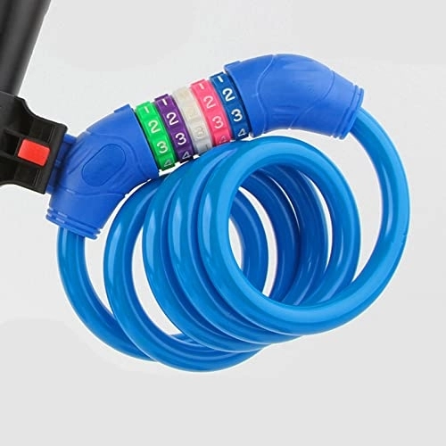 Bike Lock : UPPVTE Portable Anti-Theft Bicycle Lock, 5-digit Resettable Combination Digital Code Cable Lock Heavy-Duty Bicycle Tricycle Motorcycle Cycling Locks (Color : Blue)