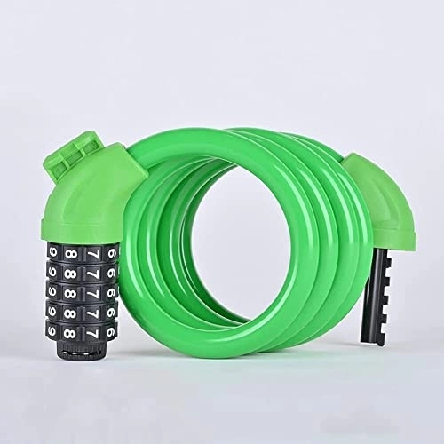 Bike Lock : UPPVTE Portable Bike Lock, Resettable Combination Bike Cable Lock with 5-Digits Codes Alloy Lock Insert for Bicycle, Moto, Door, Stroller Cycling Locks (Color : Green, Size : 1.2m)