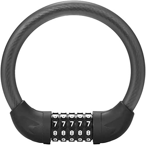 Bike Lock : UPPVTE Steel Cable Bicycle Lock, Anti-Theft Mountain 5 Digit Password Motorcycle Lock, Portable Loop Bicycle Accessories and Equipment Cycling Locks (Color : Black, Size : 400mm)