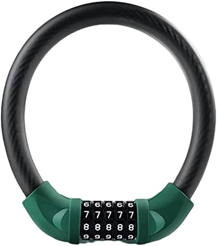 Bike Lock : UPPVTE Ultra-Light and Portable Bicycle Lock, 5-Digit Resetable Digital Password Zinc Alloy Locks Cylinder Anti-Theft Riding Accessories Cycling Locks (Color : Green, Size : 47cm)