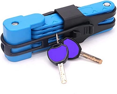 Bike Lock : UPPVTE Universal Folding Bicycle Lock, Portable Bicycle Chain Lock Anti-Theft Bicycle Electric Car Lock Accessories Cycling Equipment Cycling Locks (Color : Blue, Size : 20.5 * 6 * 6.5cm)