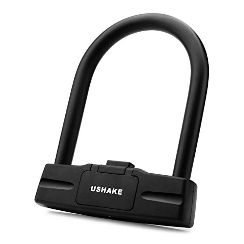 Bike Lock : USHAKE Bicycles U Lock, Heavy Duty Bike Scooter Motorcycles Combination Lock Combo Gate Lock for Anti Theft (Black 14mm chackle)