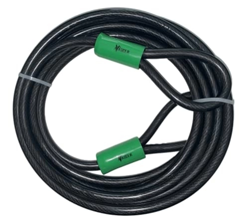 Bike Lock : Vascer Bike Cable Lock - 15ft Security Cord w / Loops -Heavy-Duty Anti-Theft Braided Steel w / Vinyl Coating -Locking Accessories for Bicycle, Motorbike, Boat, Ladder, Gate, Mower & Equipment(15 Feet)