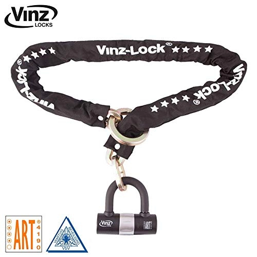 Bike Lock : Vinz chain lock, motorcycle lock, scooter lock, U-Lock, 200 cm x 10.5 mm diameter., black